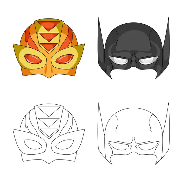 Objeto aislado del icono de héroe y máscara. Conjunto de héroe y superhéroe icono de vector para la acción . — Archivo Imágenes Vectoriales