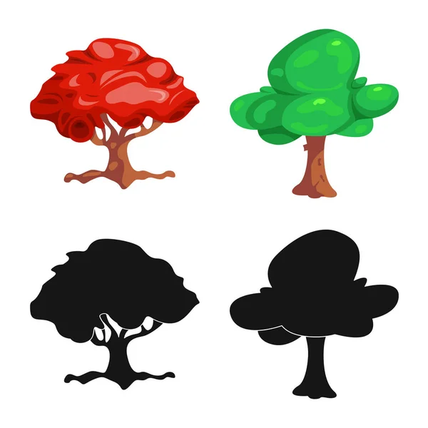 Diseño vectorial del logotipo del árbol y la naturaleza. Conjunto de árbol y corona icono vectorial para stock . — Archivo Imágenes Vectoriales