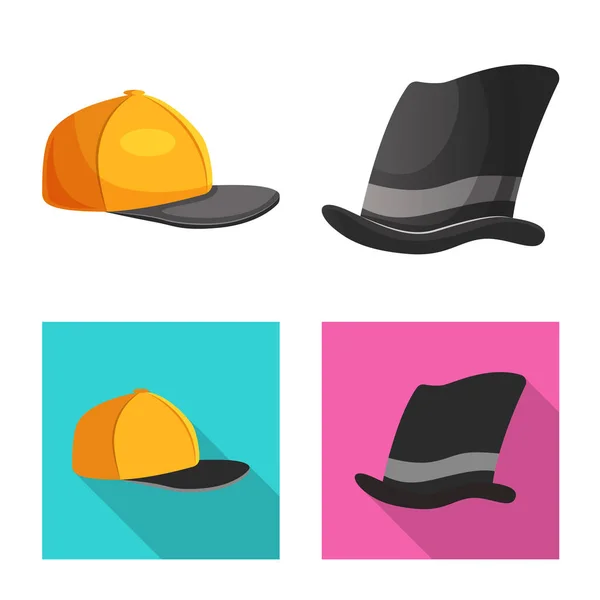 Ilustração vetorial de chapéus e logótipo de boné. Conjunto de chapéus e acessórios ilustração vetorial . — Vetor de Stock
