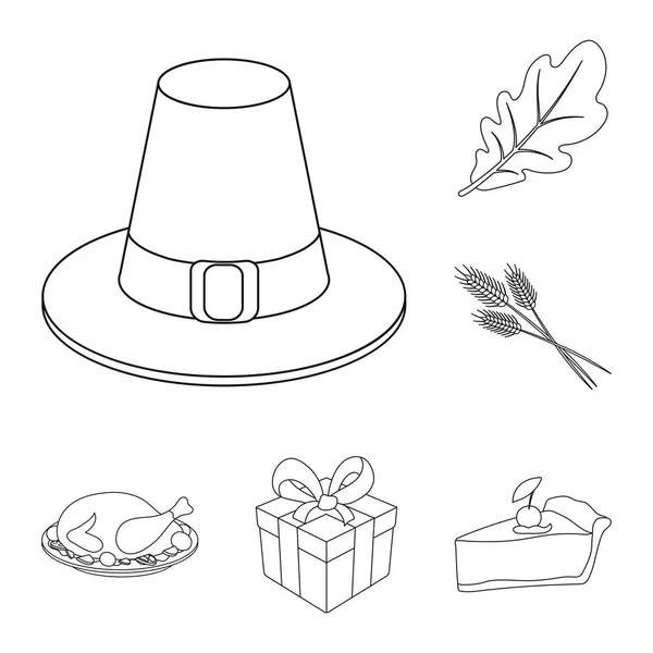 Canada Thanksgiving Day outline icons in set collection for design. Canada and Tradition vector symbol stock web illustration. — Stock Vector