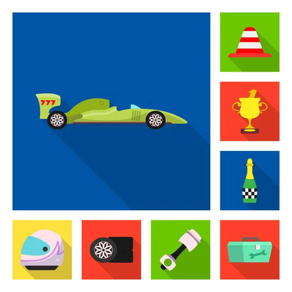 Izolovaný objekt auto a rally loga. Sada auto a závod vektorové ikony pro stock. — Stockový vektor
