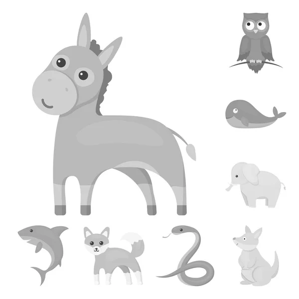 Ein unrealistisches Tier monochrom Symbole in Set Sammlung für Design. Spielzeug Tiere Vektor Symbol Stock Web Illustration. — Stockvektor