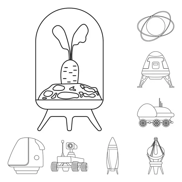 火星和空间图标的矢量插图。收集火星和行星股票符号为网络. — 图库矢量图片