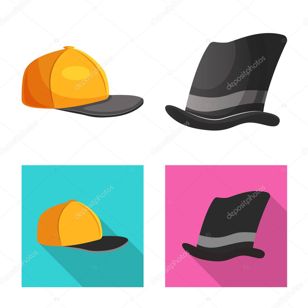 Isolated object of headgear and cap icon. Collection of headgear and accessory vector icon for stock.