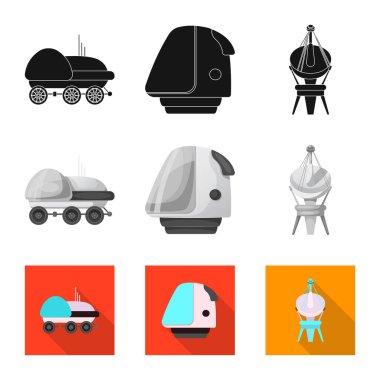 Mars ve uzay simge vektör tasarımı. Mars ve gezegen vektör simgesini hissenin koleksiyonu.