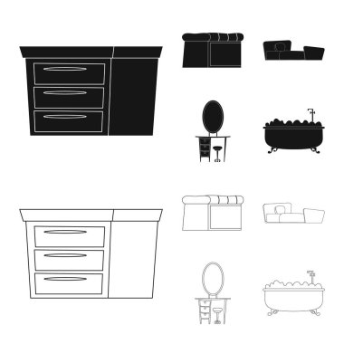 Mobilya ve daire logo vektör tasarımı. Mobilya ve hisse senedi için ev vektör simge kümesi.