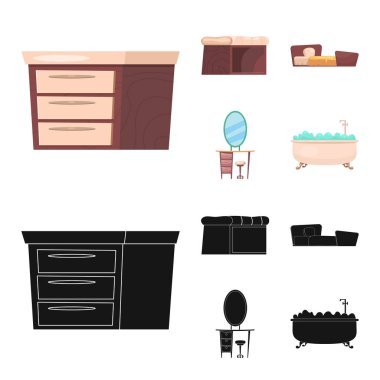 Vektör tasarım mobilya ve daire sembolü. Mobilya ve ev hisse senedi vektör çizim.