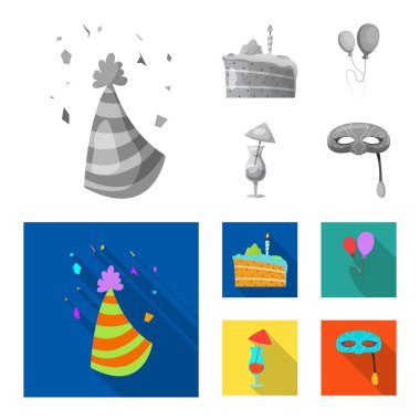 Parti ve Doğum günü simge vektör tasarımı. Hisse senedi için kutlama ve parti vektör simge kümesi.