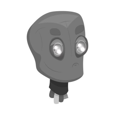 Robot ve fabrika işareti yalıtılmış nesne. Robot ve uzay hisse senedi simgesi için web topluluğu.