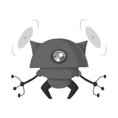 Robot ve fabrika sembolü yalıtılmış nesne. Hisse senedi için robot ve uzay vektör simge kümesi.