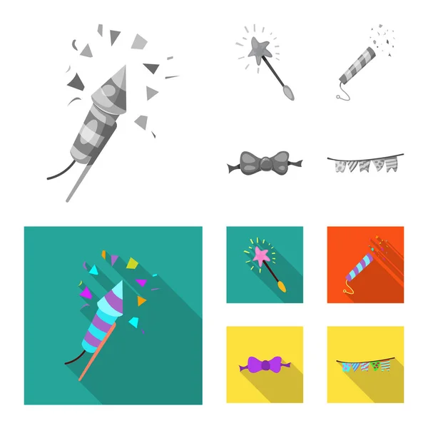 Ilustración vectorial del icono de fiesta y cumpleaños. Conjunto de fiesta y celebración símbolo de stock para web . — Vector de stock