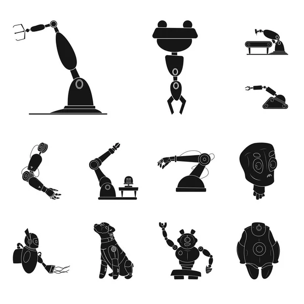 Vektorillustration av roboten och fabriken ikonen. Uppsättning av roboten och utrymme vektor ikonen för lager. — Stock vektor