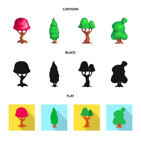 Ilustración vectorial de árbol y símbolo de la naturaleza. Conjunto de árbol y corona icono vectorial para stock . — Archivo Imágenes Vectoriales