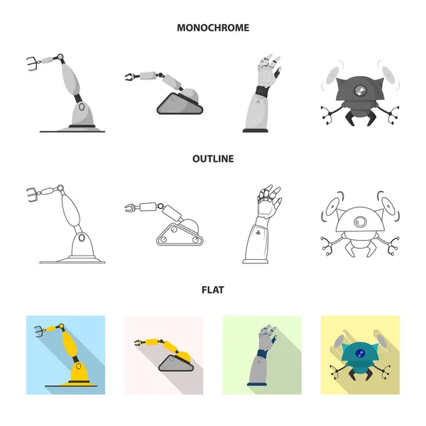 Vektor-Design von Roboter und Fabrik-Ikone. Set von Roboter- und Space Stock Vector Illustration. — Stockvektor