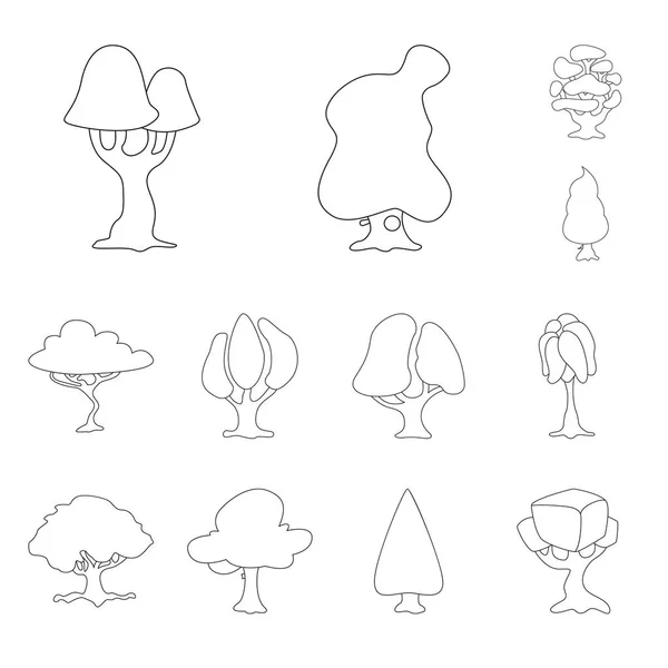 Diseño vectorial de árbol y signo de la naturaleza. Conjunto de árbol y corona vector de stock ilustración . — Vector de stock