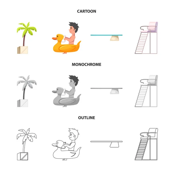 Objet isolé de piscine et logo de natation. Collection de la piscine et de l'activité stock symbole pour le web . — Image vectorielle