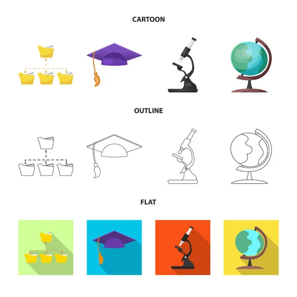 Geïsoleerde object van onderwijs en leren symbool. Collectie van onderwijs en school aandelensymbool voor web. — Stockvector