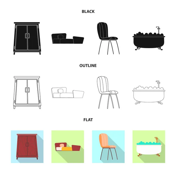Ізольований об'єкт меблів та символ квартири. Колекція меблів та домашніх тварин Векторні ілюстрації . — стоковий вектор