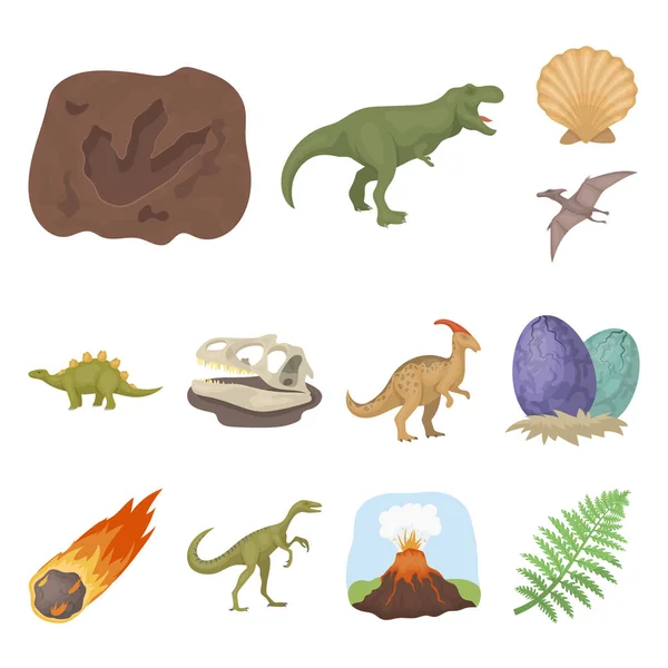 Diferentes dinosaurios iconos de dibujos animados en la colección de conjuntos para el diseño. Prehistórico animal vector símbolo stock web ilustración . — Archivo Imágenes Vectoriales