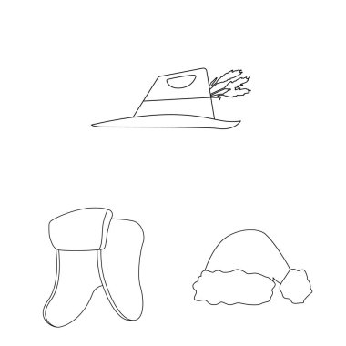 Şapkalar ve kap simge vektör tasarımı. Şapkalar ve aksesuar hisse senedi vektör çizim koleksiyonu.