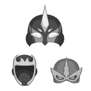 Bir kahraman ve maske işaret tasarım vektör. Kahraman ve süper kahraman hisse senedi vektör çizim seti.