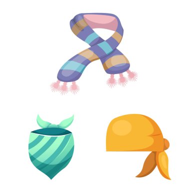 Eşarp ve şal simge vektör Illustration. Eşarp ve aksesuar hisse senedi vektör çizim koleksiyonu.