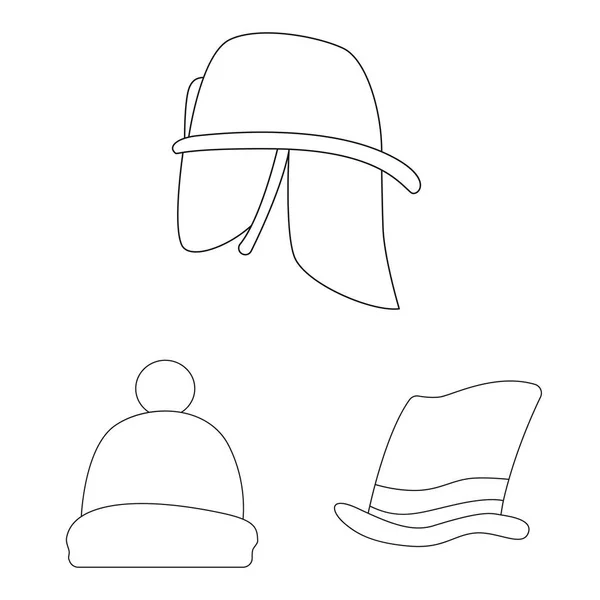 Isolierte Objekt der Kopfbedeckung und Mütze Logo. Sammlung von Kopfbedeckungen und Zubehör Stock Vector Illustration. — Stockvektor