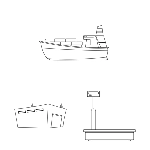 Illustrazione vettoriale delle merci e simbolo del carico. Raccolta di merci e magazzino stock vector illustration . — Vettoriale Stock