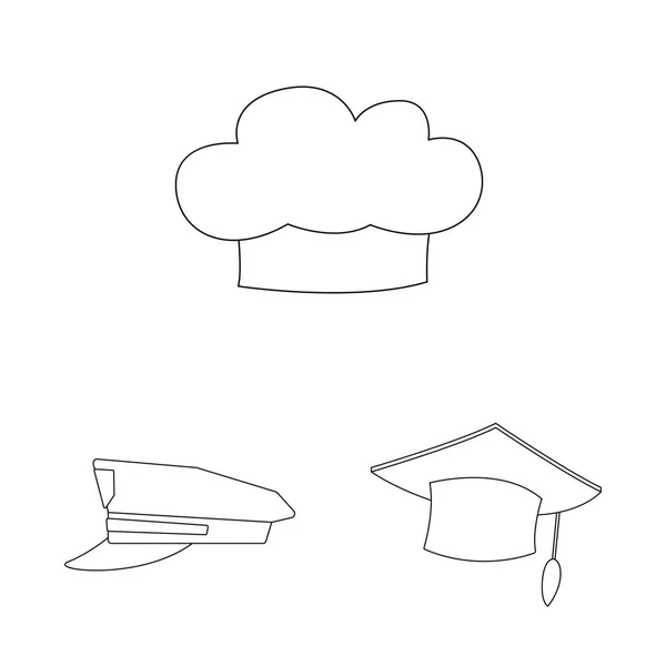 帽子和帽子标志的矢量设计。股票头饰和辅助向量图标的收集. — 图库矢量图片