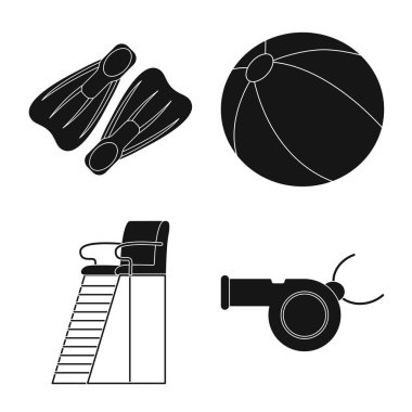 Havuzu ve yüzme logo vektör Illustration. Hisse senedi için havuz ve etkinlik vektör simge topluluğu.