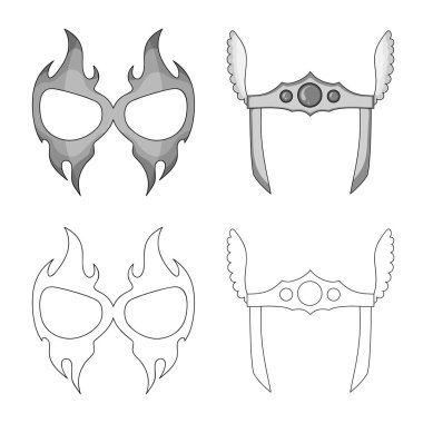 Kahraman ve maske simge vektör Illustration. Web için kahraman ve süper kahraman hisse senedi simgesi kümesi.