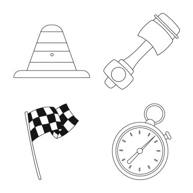 Bir araba ve ralli işaret tasarım vektör. Araba ve yarış hisse senedi vektör çizim topluluğu.