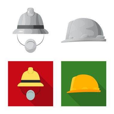 Şapkalar ve kap logosu yalıtılmış nesne. Şapkalar ve aksesuar hisse senedi vektör çizim.