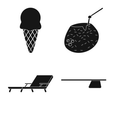 Yalıtılmış nesne havuzu ve yüzme simgesi. Havuzu ve etkinlik hisse senedi vektör çizim seti.