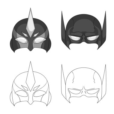 Kahraman ve maske simge vektör Illustration. Kahraman ve süper kahraman hisse senedi simgesi için web topluluğu.