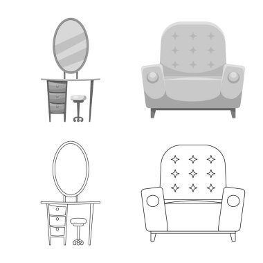 Mobilya ve daire logo vektör Illustration. Mobilya ve ev hisse senedi vektör çizim.