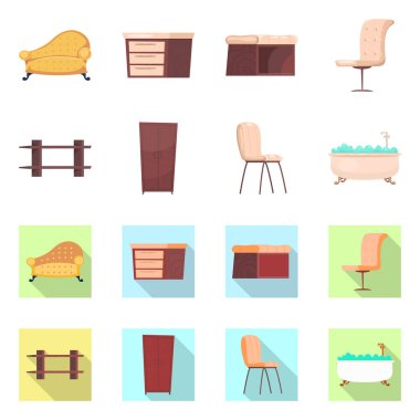 Mobilya ve daire simge vektör tasarımı. Mobilya ve ev hisse senedi vektör çizim.