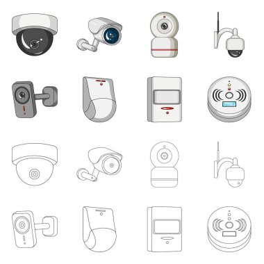 Cctv ve kamera simgesi yalıtılmış nesne. Cctv ve sistem hisse senedi simgesi için web topluluğu.