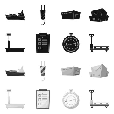 Mal ve kargo işareti vektör Illustration. Ürünler ve hisse senedi için ambar vektör simge koleksiyonu.