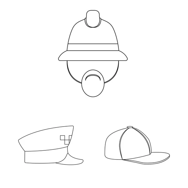 Objeto aislado de casco e icono de la tapa. Colección de sombreros y accesorios stock vector ilustración . — Vector de stock
