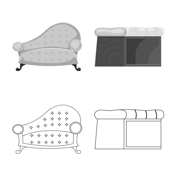 Objeto aislado de muebles e icono del apartamento. Conjunto de muebles y el hogar vector de la ilustración . — Vector de stock