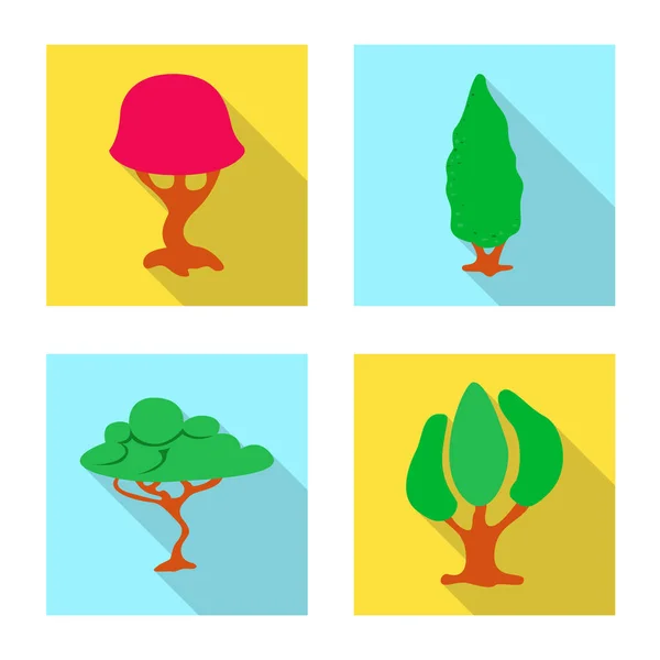 Vector design of tree and nature icon. Collection of tree and crown vector icon for stock. — Stock Vector