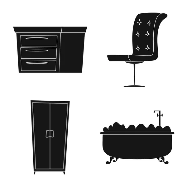 Objet isolé de mobilier et icône de l'appartement. Ensemble de meubles et illustration vectorielle de stock de maison . — Image vectorielle