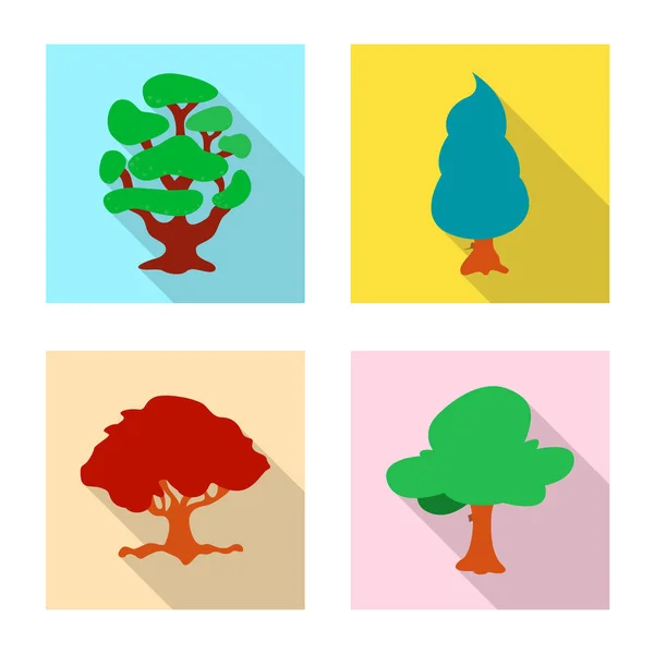 Vector illustration of tree and nature icon. Set of tree and crown stock vector illustration. — Stock Vector