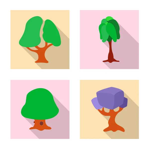 Izolovaný objekt stromu a příroda loga. Sada strom a korunu vektorové ikony pro stock. — Stockový vektor