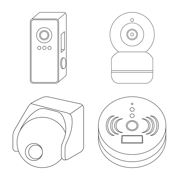 Ilustración vectorial de cctv e icono de la cámara. Conjunto de cctv y sistema de ilustración de vector de stock . — Archivo Imágenes Vectoriales