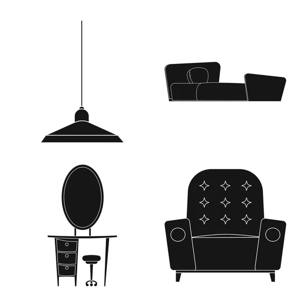Векторний дизайн меблів та іконки квартири. Набір меблів і символ домашнього вогнища для Інтернету . — стоковий вектор