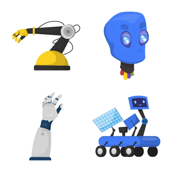 Vector design of robot and factory symbol. Collection of robot and space stock vector illustration. — Stock Vector