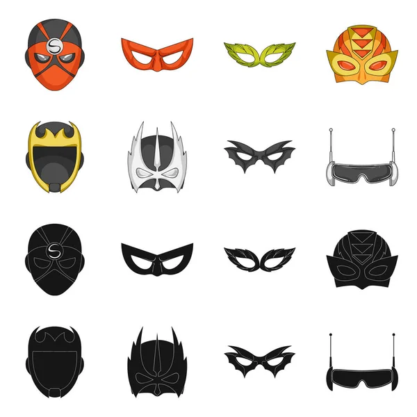 Vector design a hős és a maszk ikonjára. Hős és szuperhős tőzsdei szimbólum a web gyűjteménye. — Stock Vector