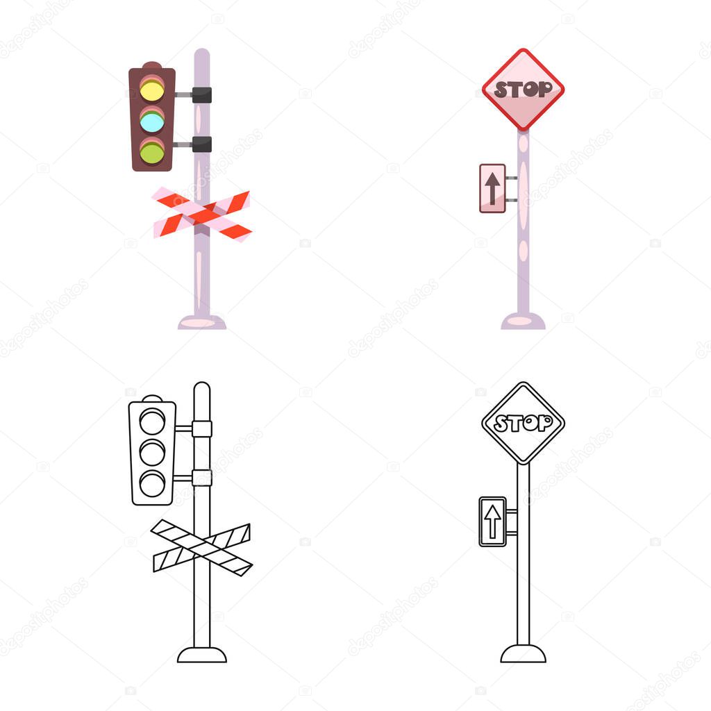 Vector design of train and station sign. Collection of train and ticket stock vector illustration.